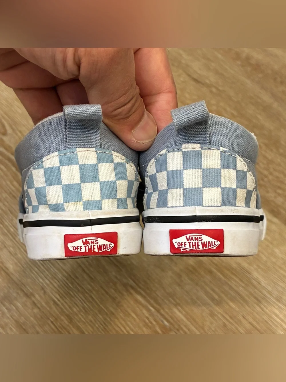 Vans Toddler Classic Slip-On V Shoes Dusty Blue Checkerboard US 8 EU 24.5 14cm